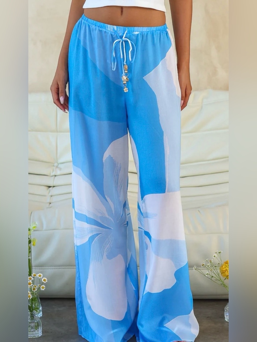 Kulani Kinis Lightweight Drawstring Pants - Blue Oasis - Small